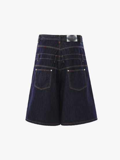 Studded Double-Waist Wide-Leg Jorts 