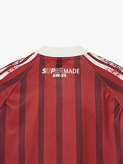 Retro Striped 88 Print Graphic Jersey Long-Sleeved T-Shirt - 2618 