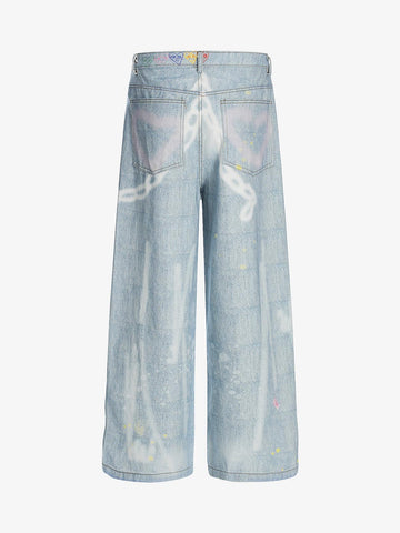 Retro Spray Graffiti Fun Straight Jeans - 2448 