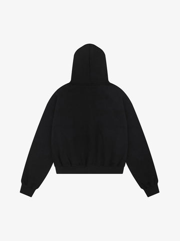 Street Hip-Hop Rhinestone Cropped Zip Up Hoodie 