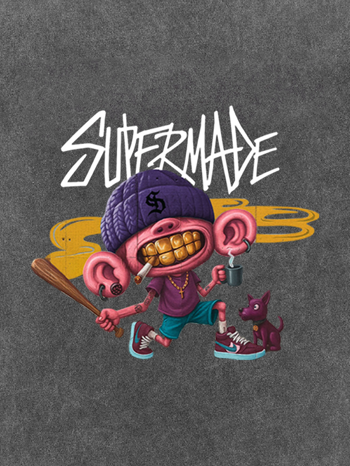 Thesupermade Cartoon Graffiti Trendy Weird Kid T-Shirt 