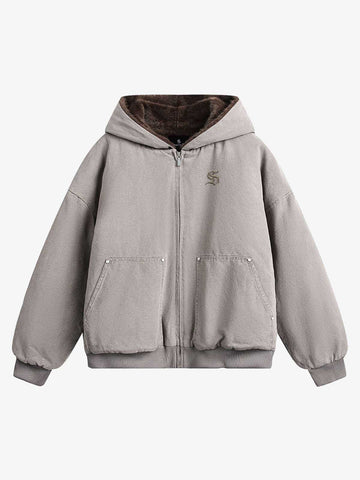 Thesupermade Fur Hooded Zip Up Quilted Jacket - 2510 