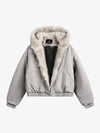 Spliced Fur Hooded Quilted Jacket - 2285 
