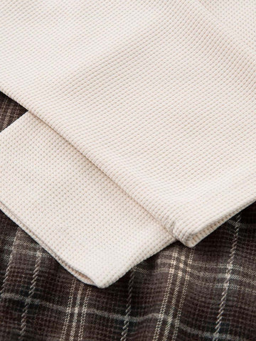Cotton Street Distressed Plaid Faux Two-Piece Shirt 