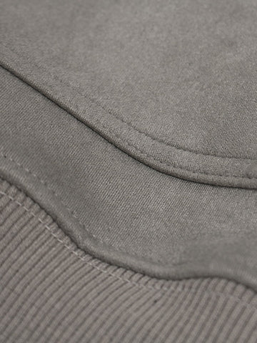 Suede Large Pocket Faux Two-Piece Zipper Short Jacket 