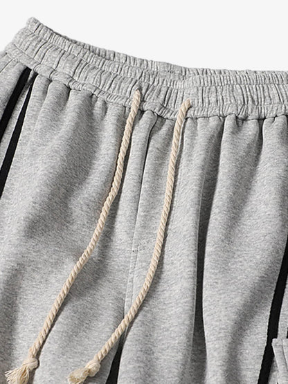 Cotton Web Stitching Letter Print Drawstring Barrel Pants 