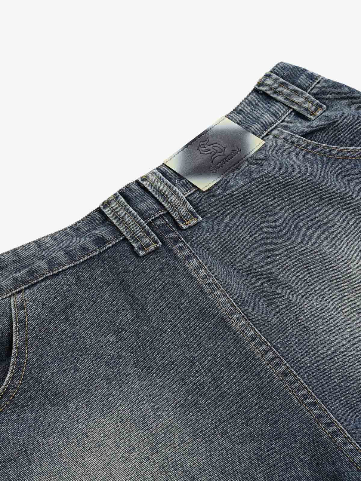 Frayed Layered Paneled Denim Jorts