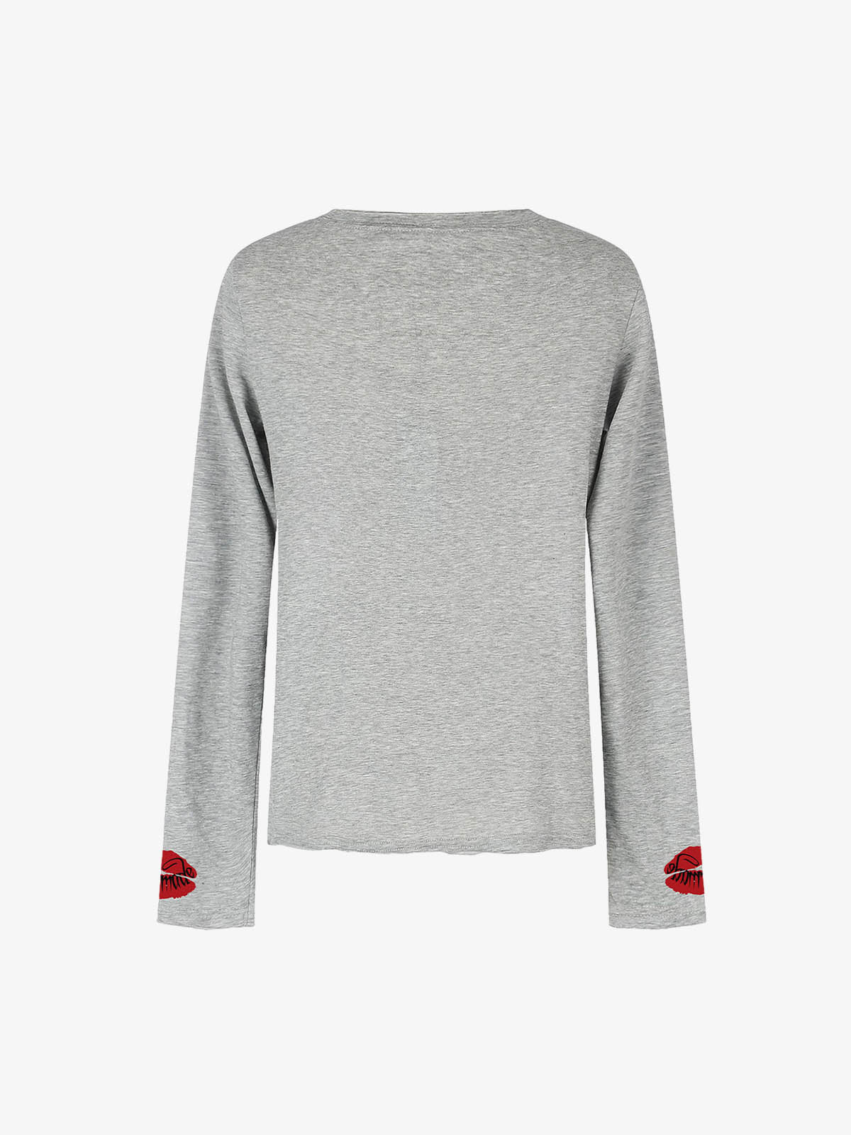 Cotton Casual T-Shirt with Lip Print Sleeve Detail
