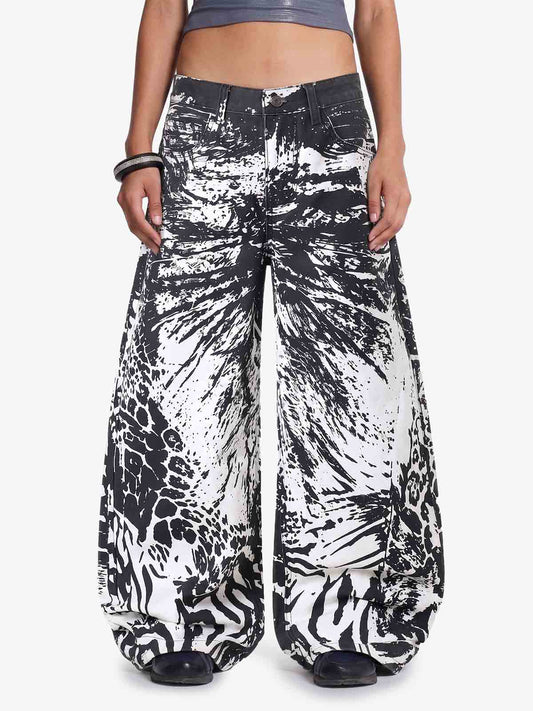 Ink Wash Animal Print Jeans