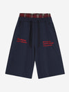 Embroidered Letter Plaid Patchwork Sporty Shorts