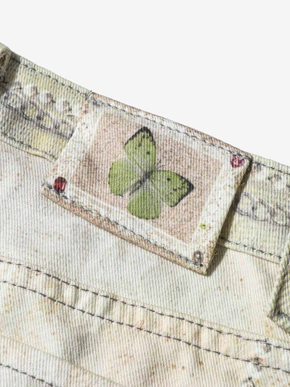 Street Tie-Dye Distressed Chain Detail 3D Printed Jeans 