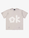 "OK" Patch Color-Block Ripped Reversible T-Shirt
