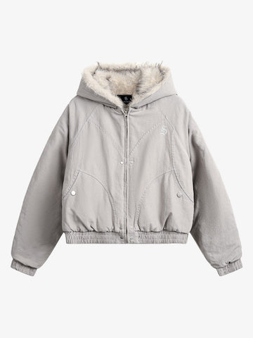 Spliced Fur Hooded Quilted Jacket - 2285 