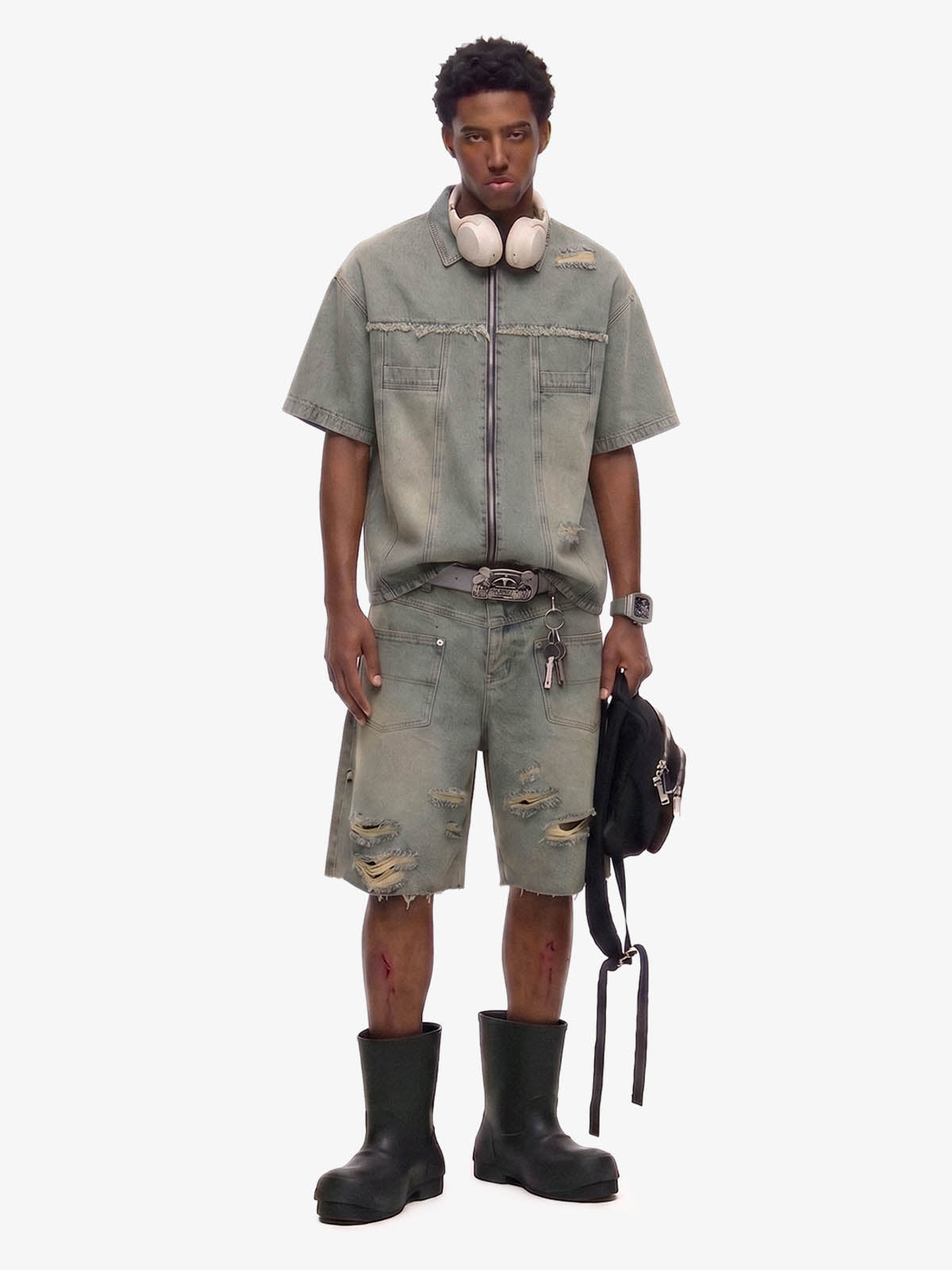 Ripped Denim Distressed Suit - 2460