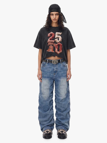 Y2K Faded Stacked Denim Jeans