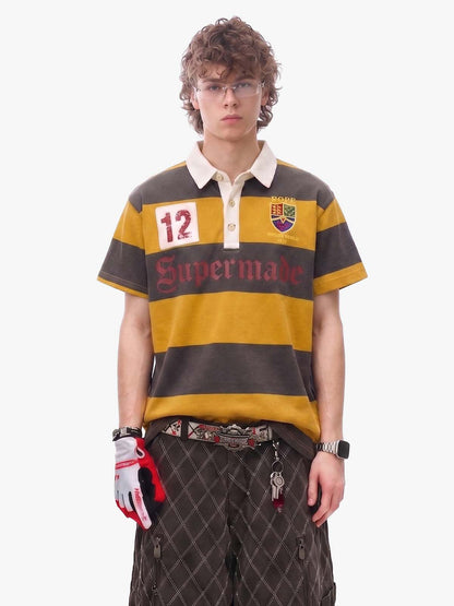 Vintage Striped Rugby Polo Shirt