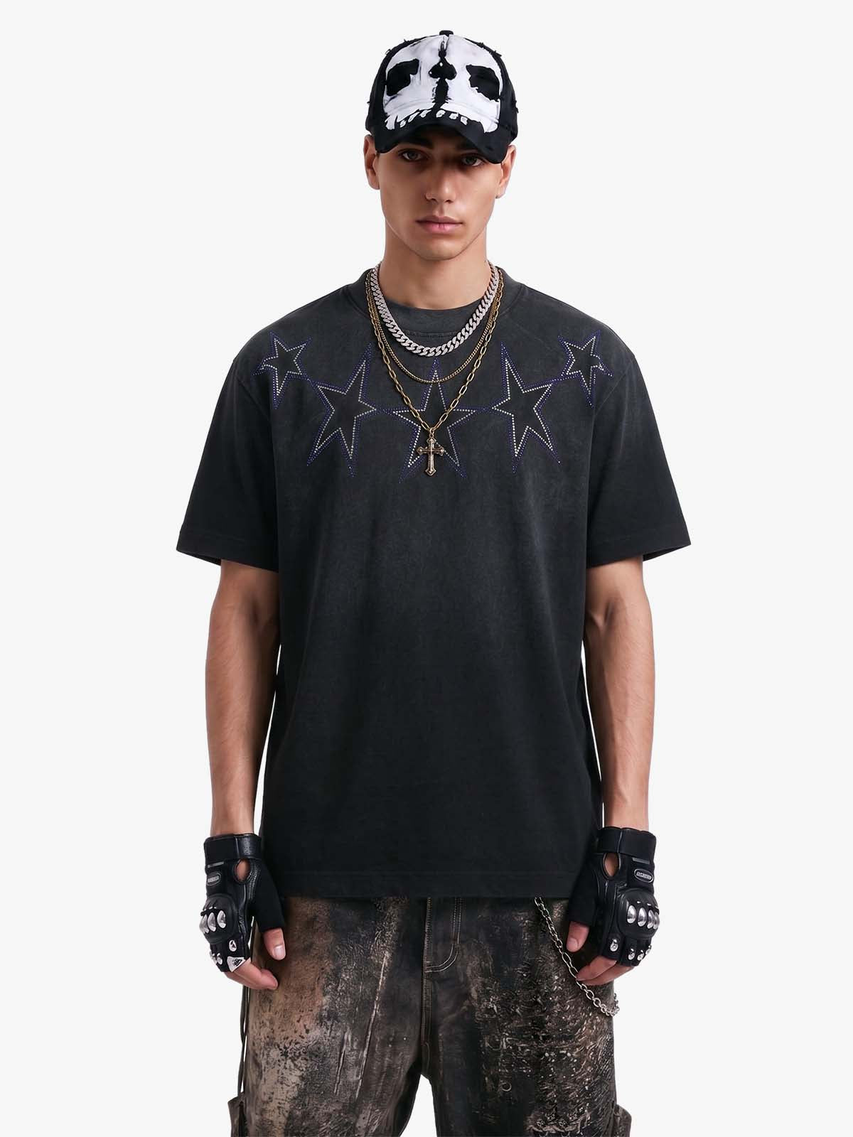 Rhinestone Star Graphic T Shirt 
