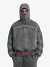 Fleece Retro Zipper Eye-Hood Design Hooded Jacket - 2489 