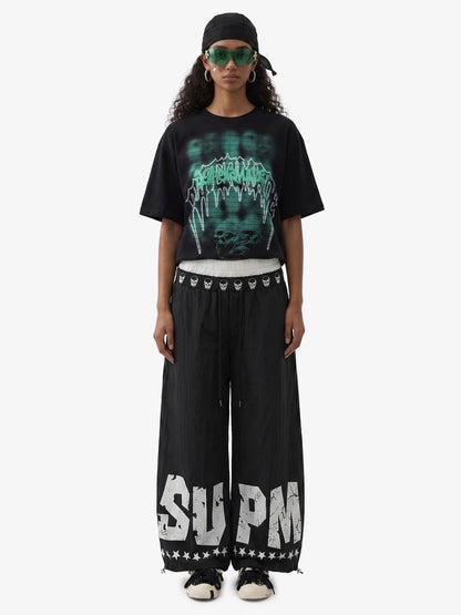 Dark Grid Skull Graphic T-Shirt 