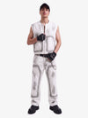 Airbrush Print Sleeveless Vest & Straight Leg Jeans Set