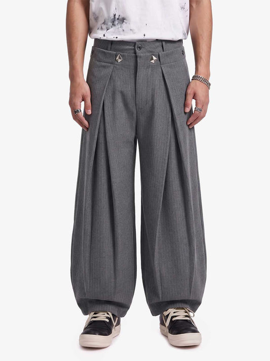 Double Waist Pinstripe Balloon Pants