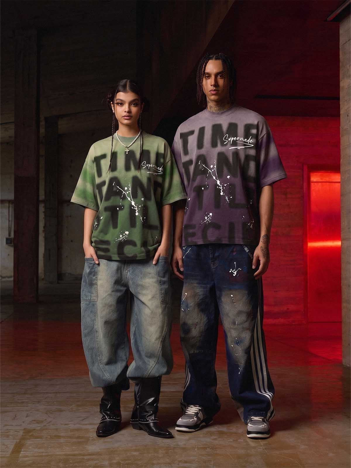 Ink Splash Letter Print T-shirt - 2414