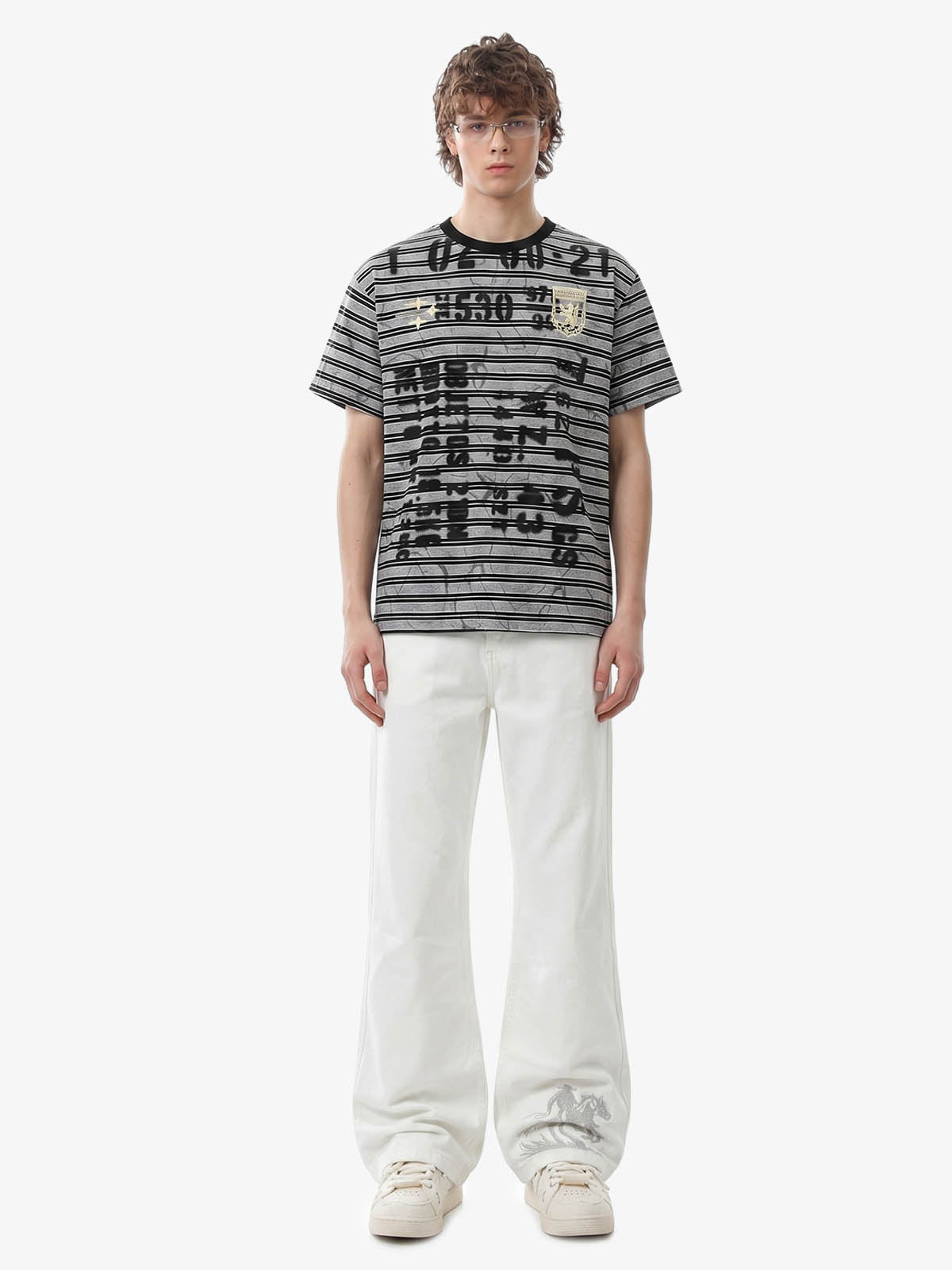Grunge Striped Distressed Graphic T-Shirt