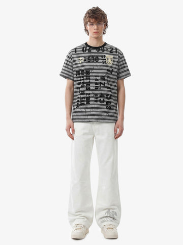 Grunge Striped Distressed Graphic T-Shirt