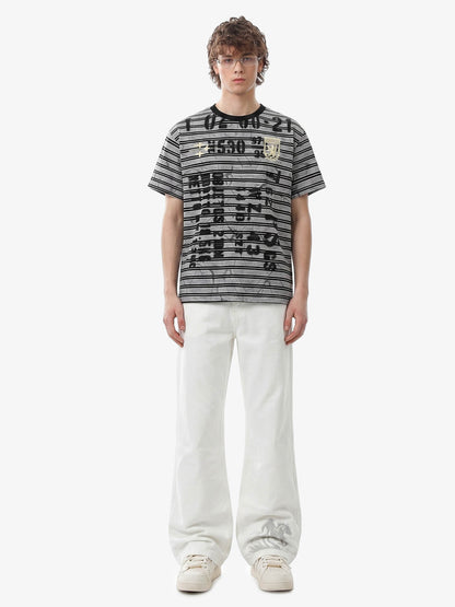 Grunge Striped Distressed Graphic T-Shirt