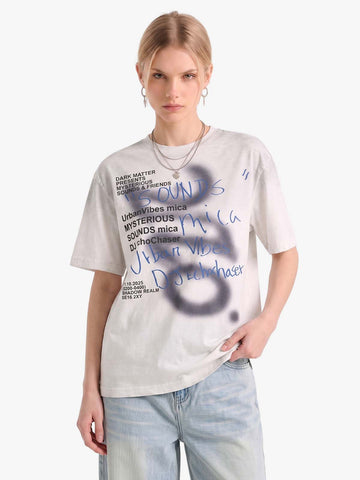 Washed Graffiti Text Print Spray Effect T-Shirt - 2614