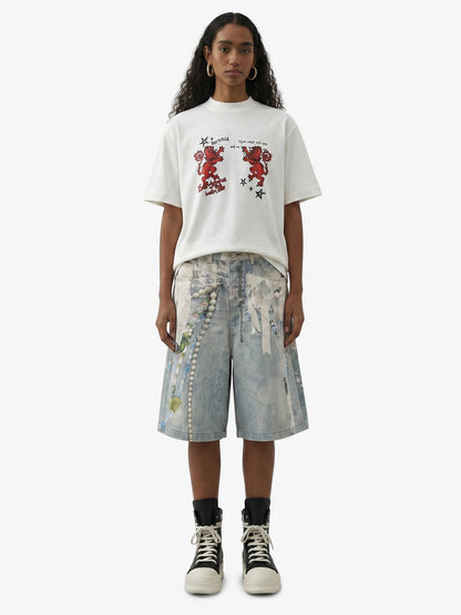 Heraldic Lion Acid-Wash Jersey T-Shirt 