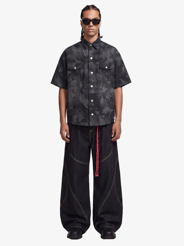 Supermade Signature Tie-Dye Acid Wash Pleated Shirt 