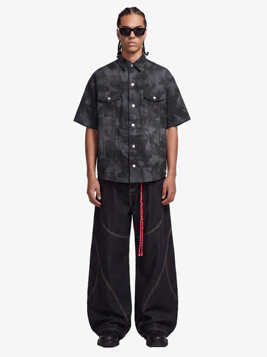 Supermade Signature Tie-Dye Acid Wash Pleated Shirt 