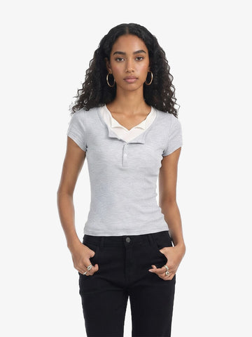 Layered Look Henley Slim Fit Short Sleeve T-Shirt 