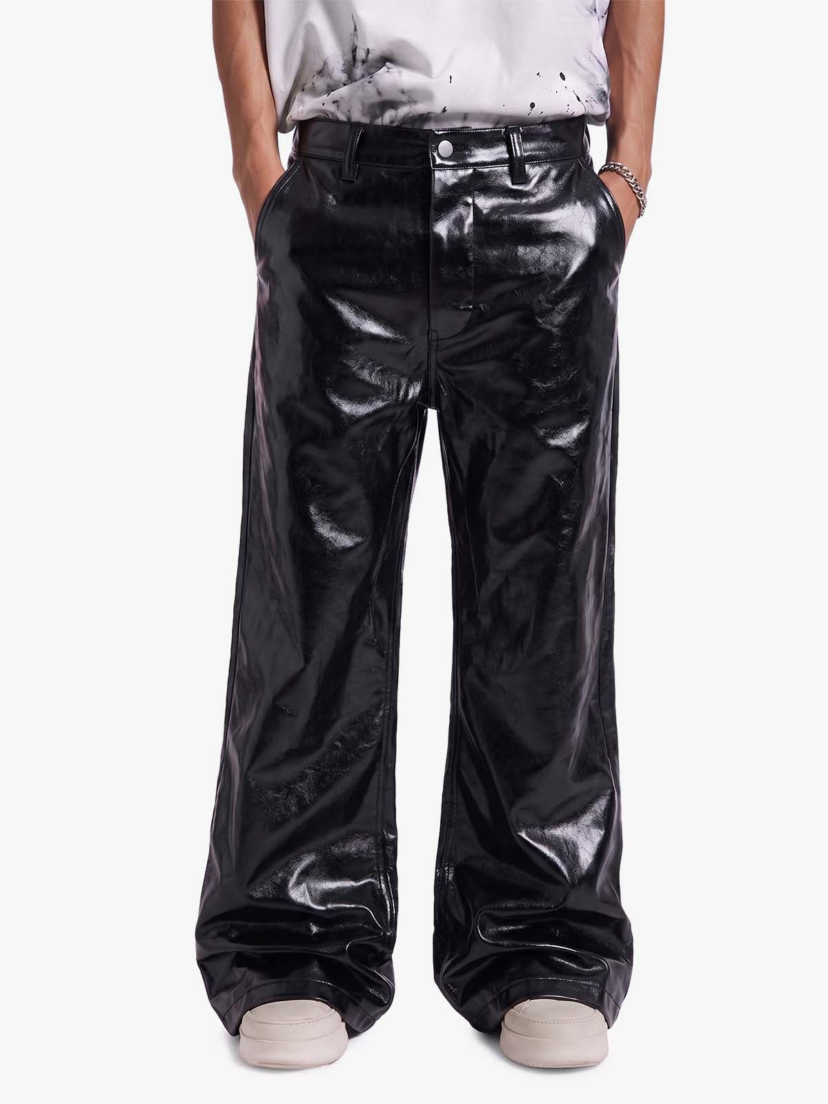 Thesupermade Glossy Patent Leather Flare Pants - 2396