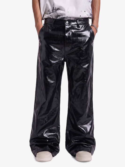 Thesupermade Glossy Patent Leather Flare Pants - 2396