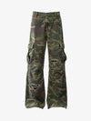 Woven Ripped Camouflage Cargo Baggy Pants - 2410