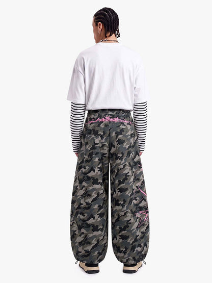 Y2K Camo Pink Print Barrel Sweatpants 