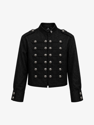 Vintage Silver Button Military Denim Jacket - 2642