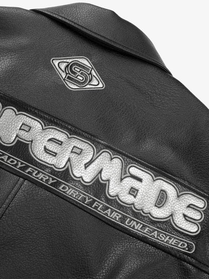 Faux Leather Vintage Street Black Air Jacket - 1821 