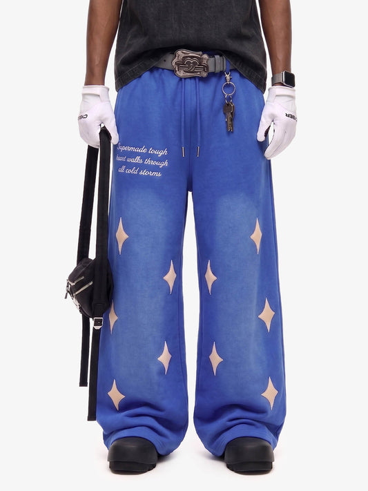 Spray Paint Star Print Distressed Sweatpants