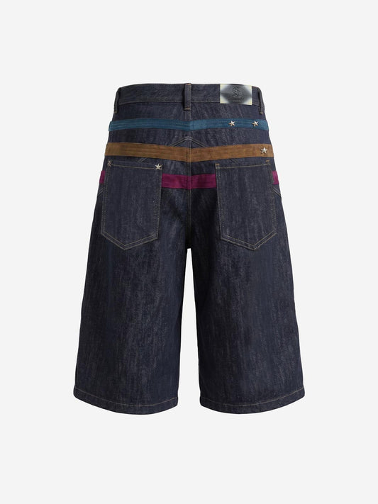 Vintage Star Studded Panel Wide Leg Shorts