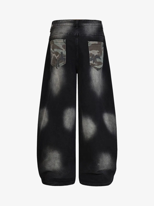 Butterfly Spray Graphic Camo Pocket Barrel Jeans 