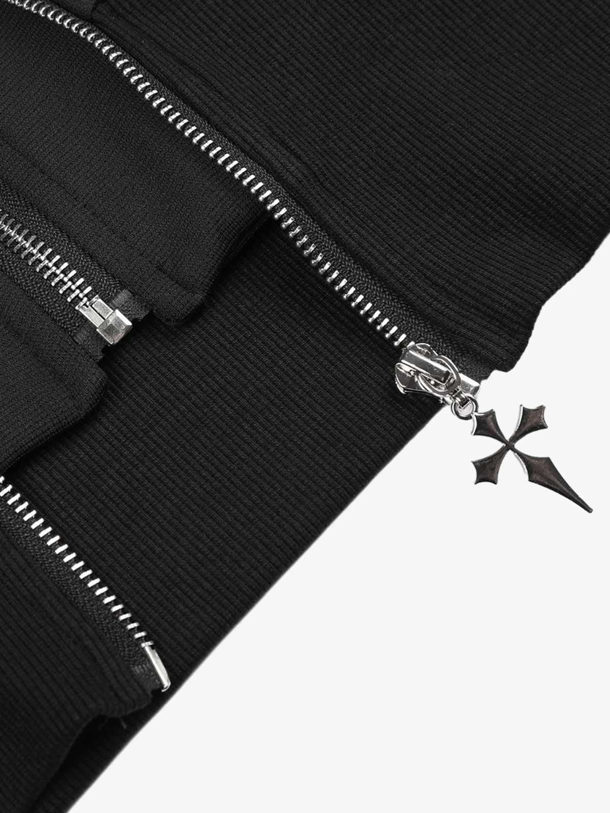 Logo Embroidered Patchwork Hooded Cardigan