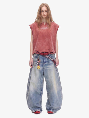 Vintage Washed Distressed Angel Graphic Sleeveless T-Shirt