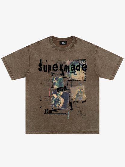 Washed Vintage Collage Graphic T-Shirt 