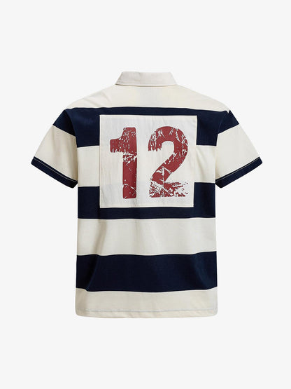 Vintage Striped Rugby Polo Shirt 