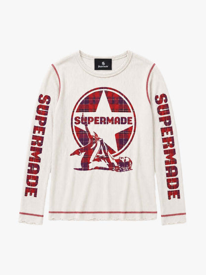 Girl Graphic Waffle Long Sleeve