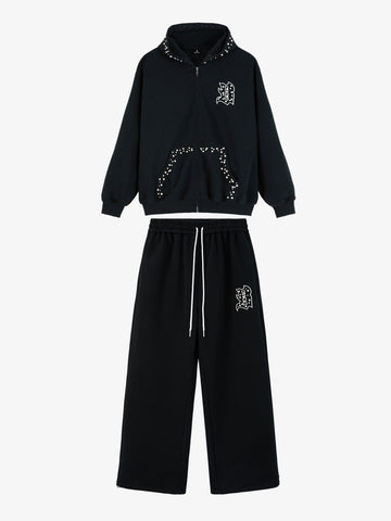 Supermade Pearl Embellished Zip Up Set - 2596 