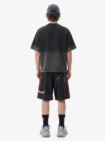 Striped Racing Faux-Leather Shorts 